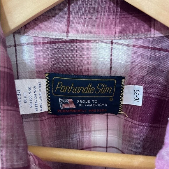 Panhandle Slim Men’s Western wear shirt, Size Medium Pearl Snap 16-33 purple. - Picture 3 of 5